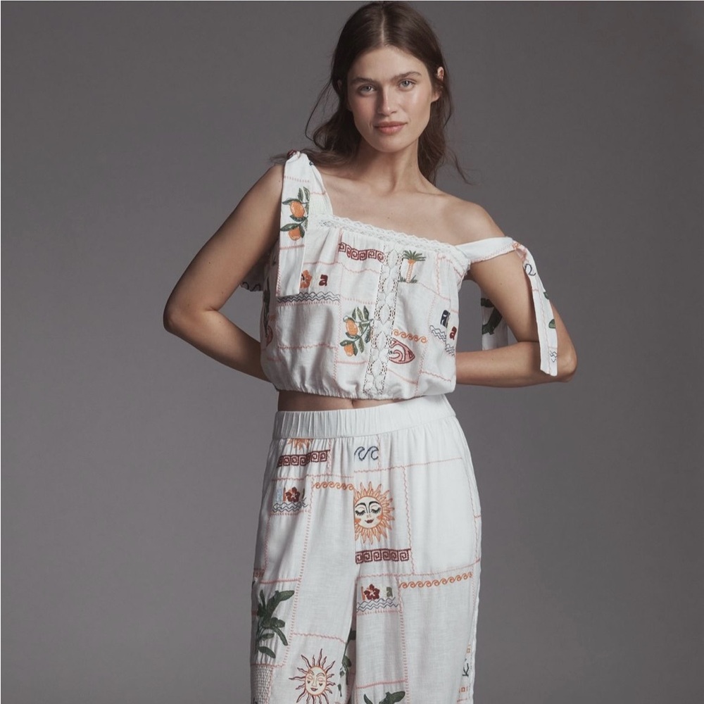 Pilcro embroidered crop top